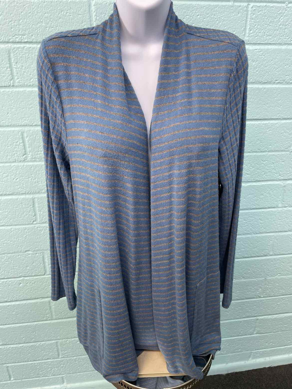 Chico's Size 0 Blue & Beige Print Sweater