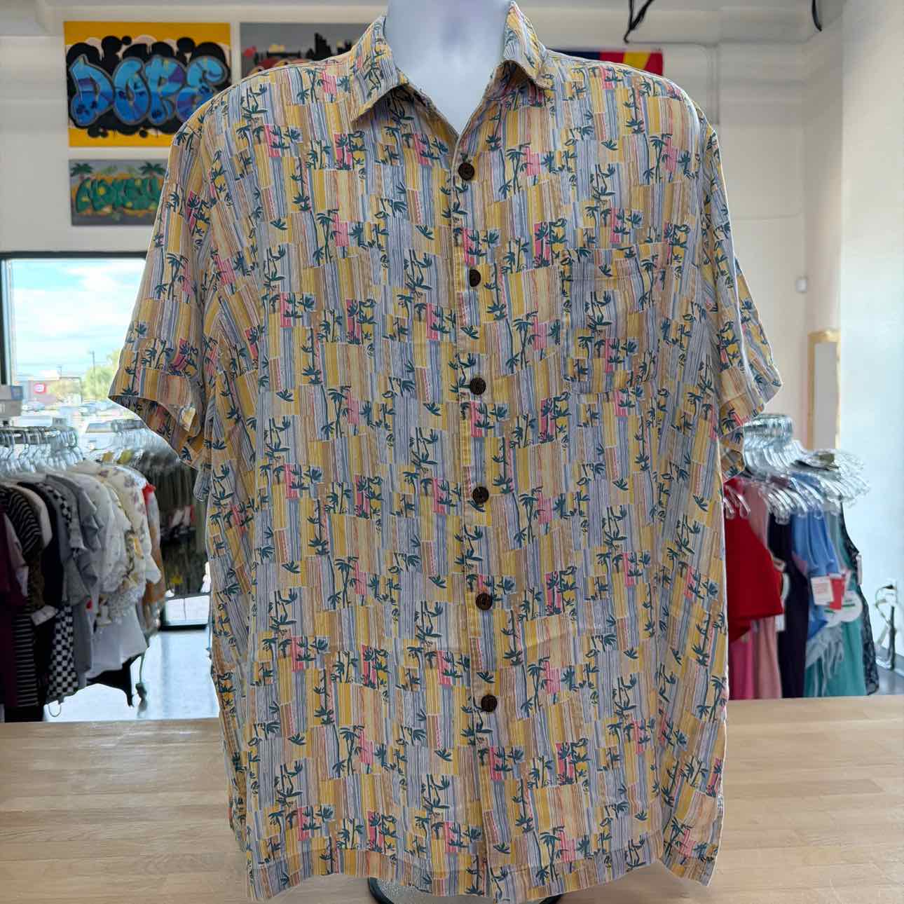 Caribbean Size XXL Tropical Preloved MENS Short Sleeve Shirt