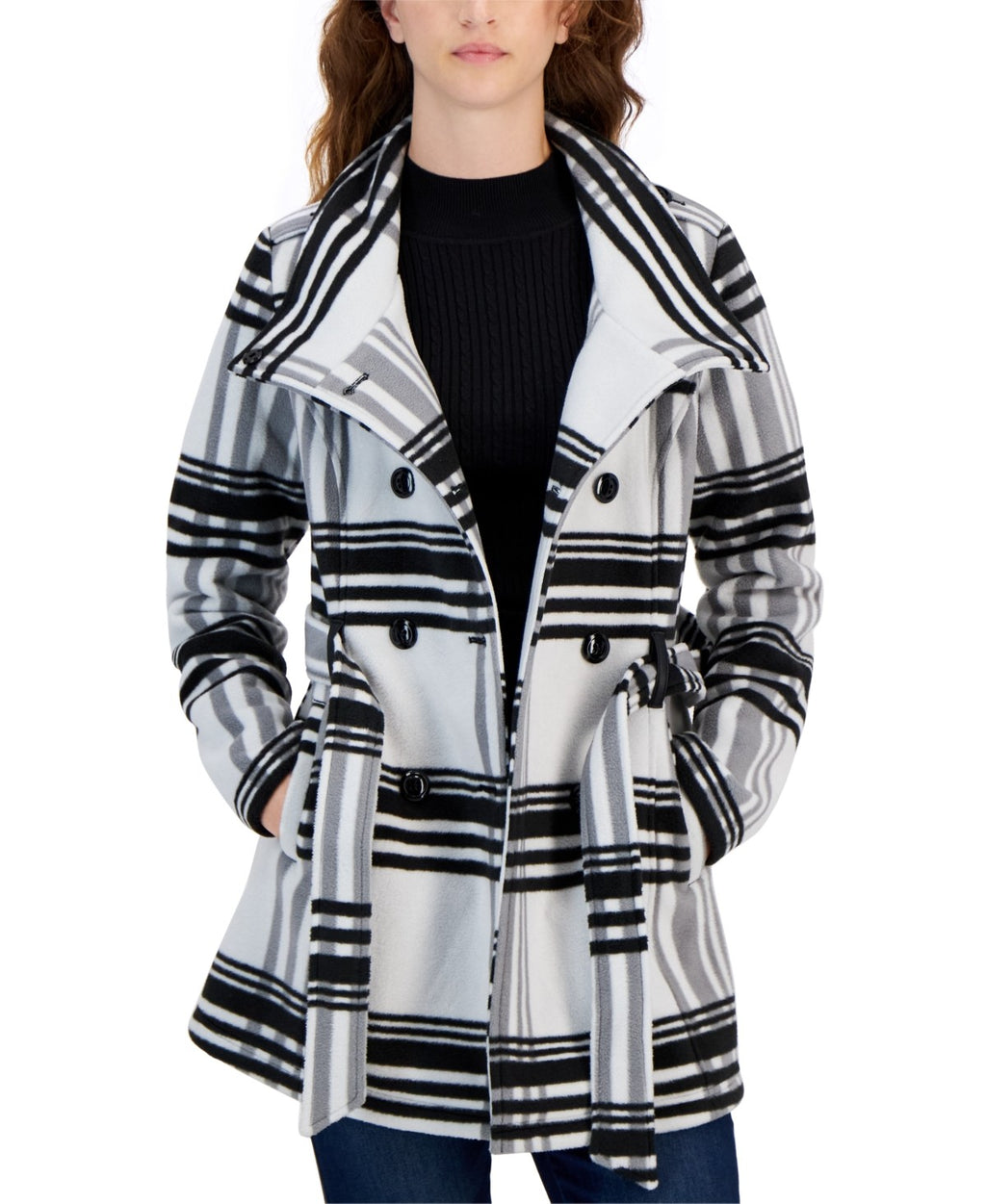 Bcx Juniors Micro-Fleece Double-Breasted Belted Coat