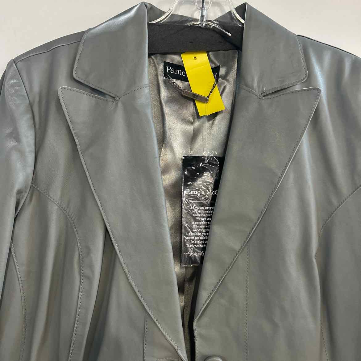Pamela McCoy Size M Gray Lambskin Leather Preloved Blazer
