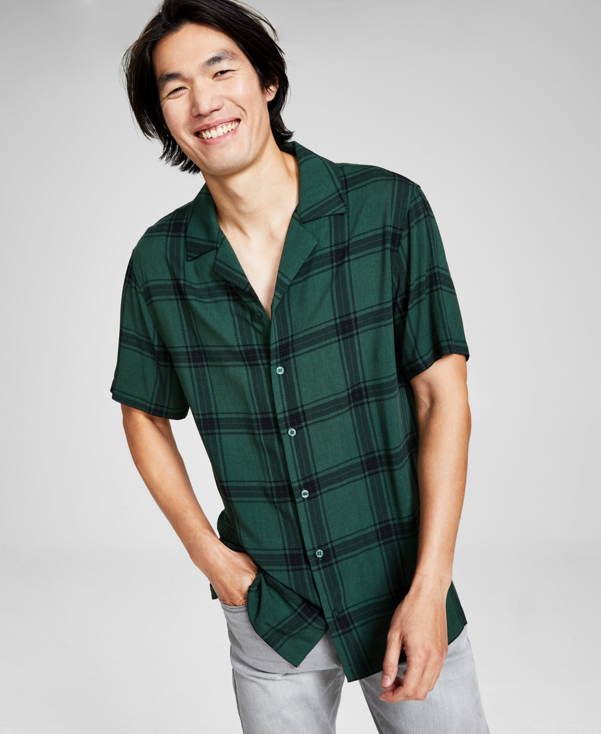 AND NOW THIS Men's Size XL Green MENS Button Down Shirt