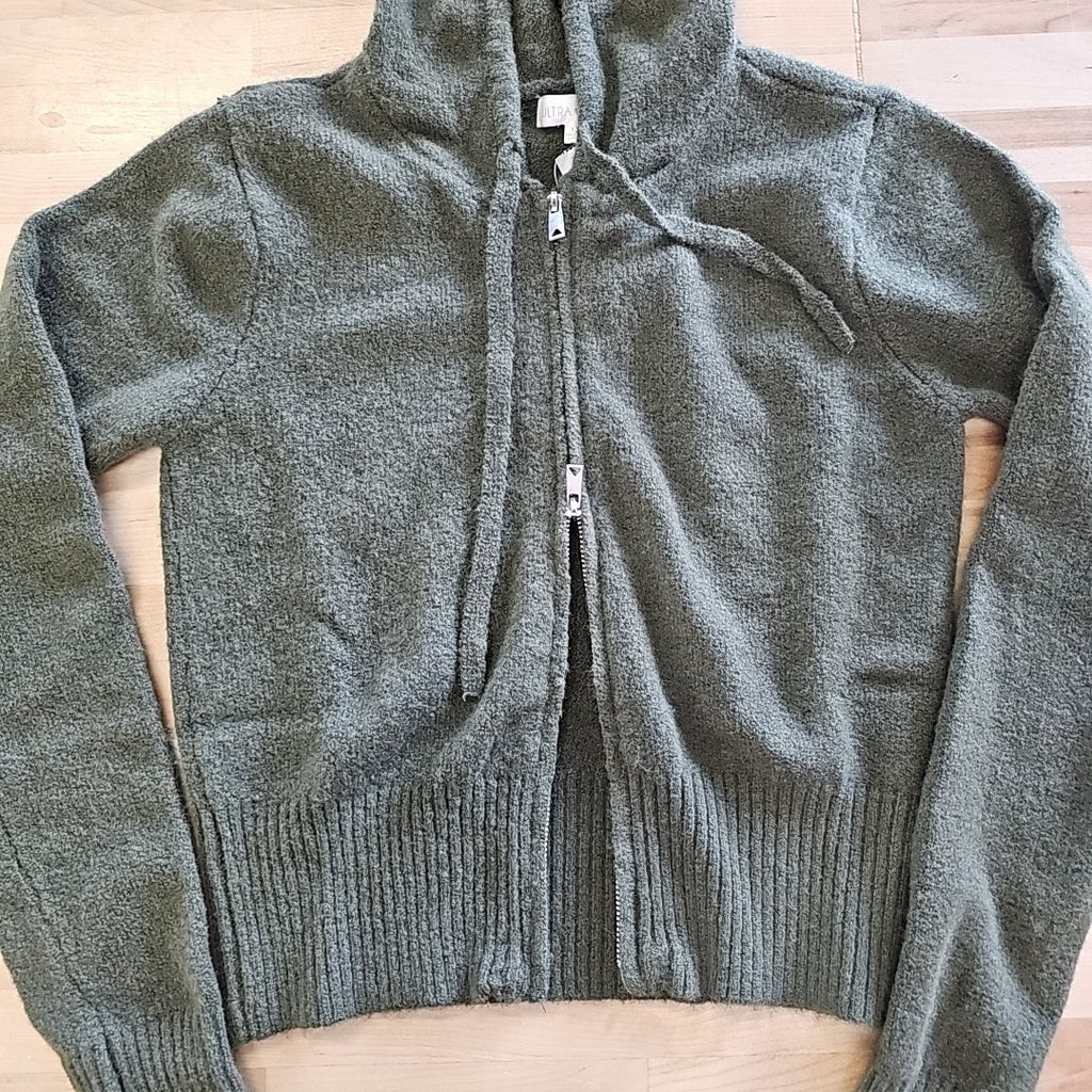 Ultra Flirt Juniors' Full-Zip Hoodie Sweater - Ivy Green
