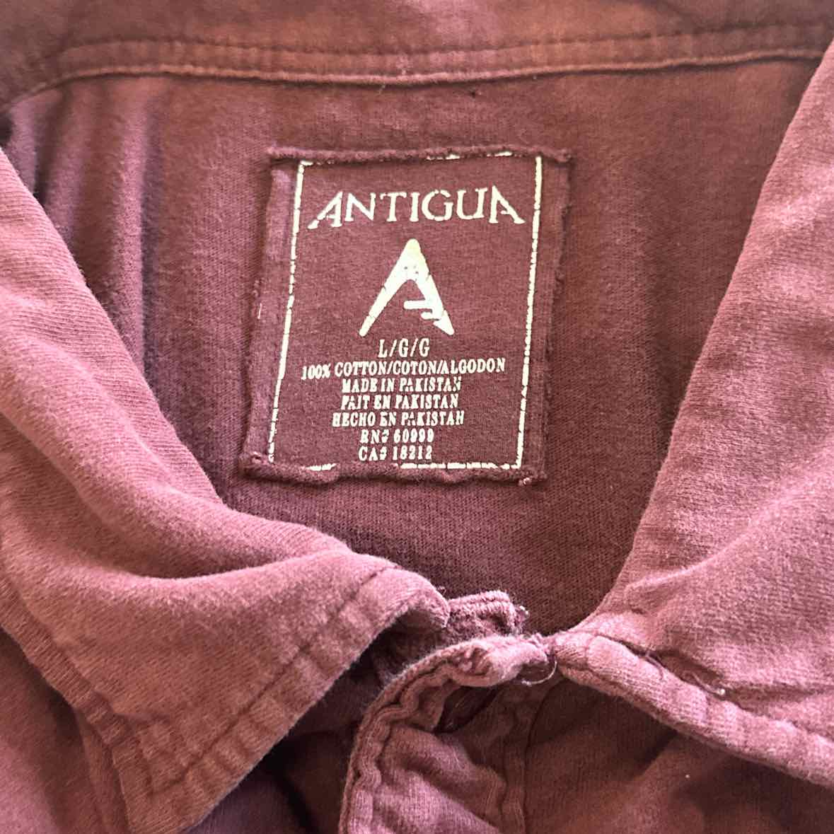 Antigua Size L Burgundy MENS Polo