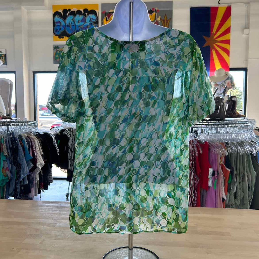 Susan Graver Size S Green Polyester Preloved Blouse SS