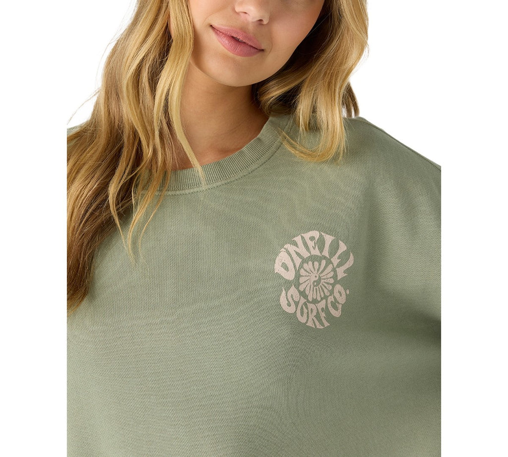 O'Neill Juniors' Logo Oversized Crewneck Sweatshirt - Desert Sage