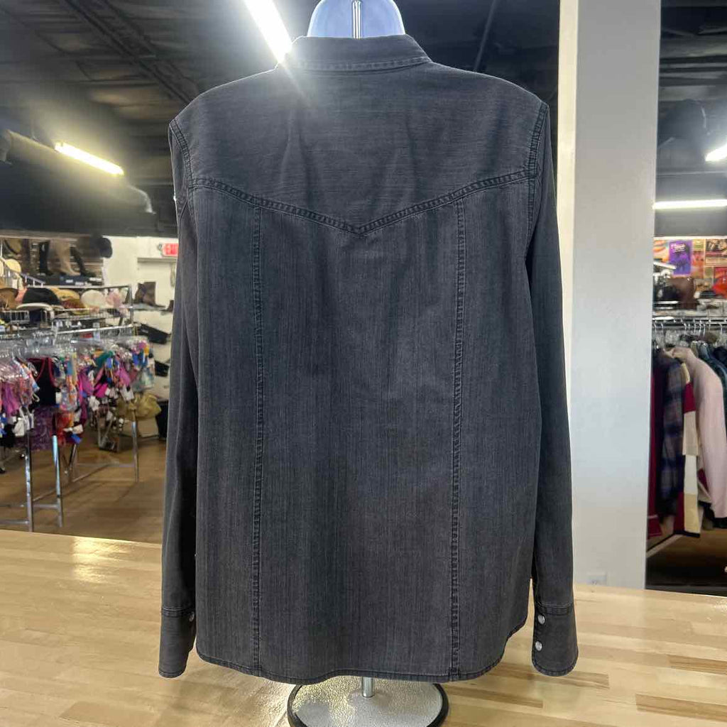 J Crew Size 16 Gray & Beige Denim Preloved Button Down LS