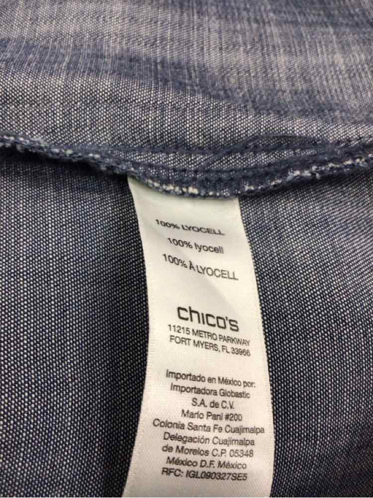 Chico's Size 0 Blue Preloved Blouse LS