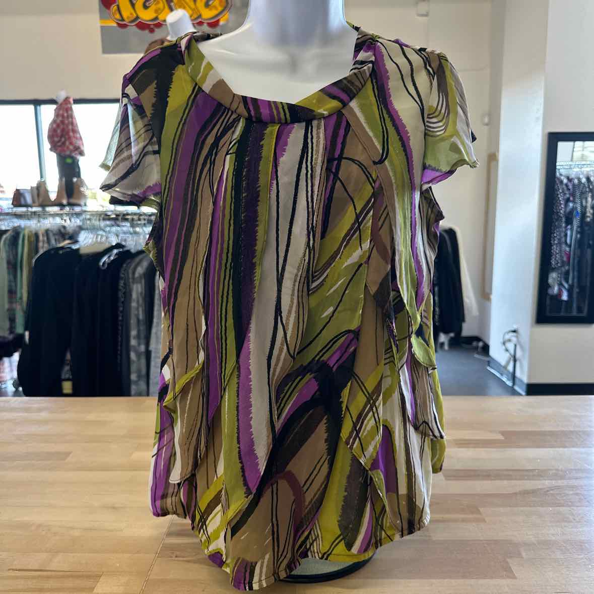 Worthington Size PL Purple & Green Blouse