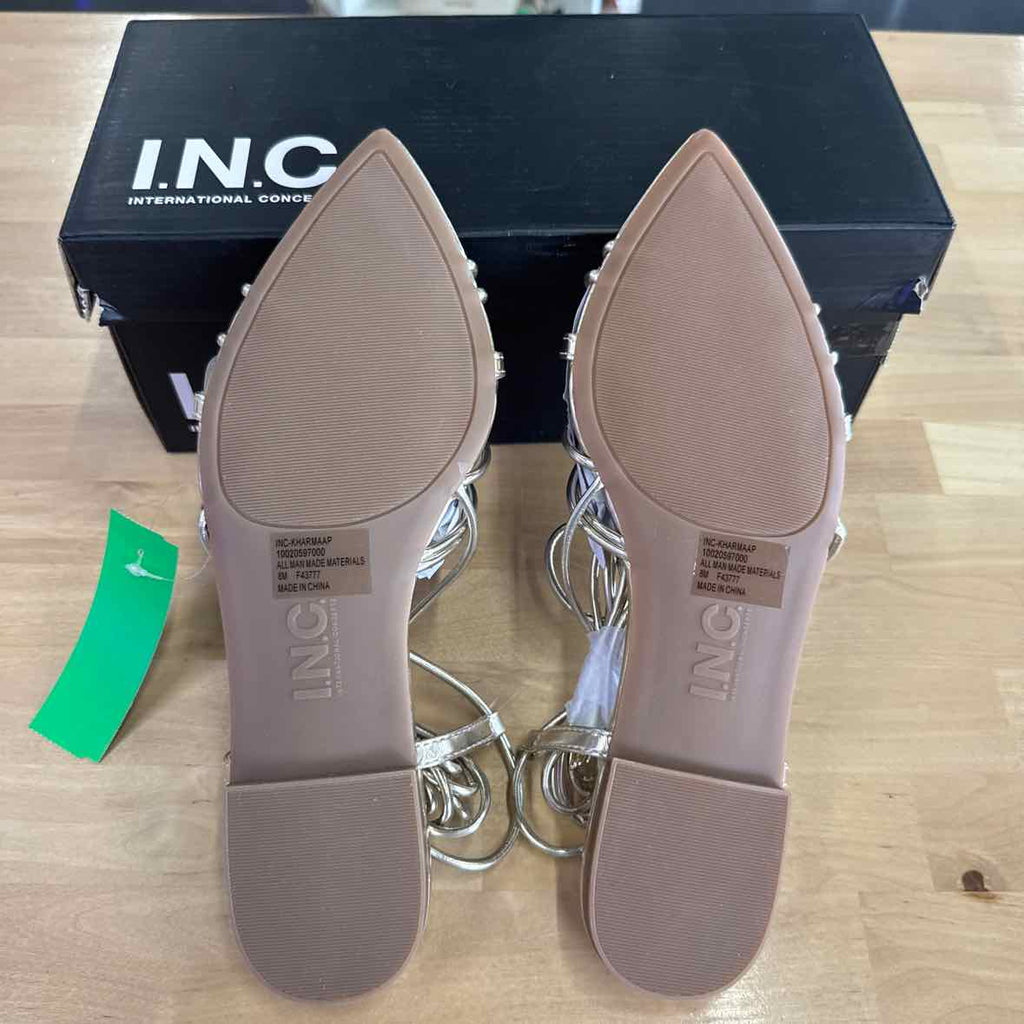 I.n.c. International Concepts Women's Kharmaa Lace-up Flat Sandals - Gold - 8