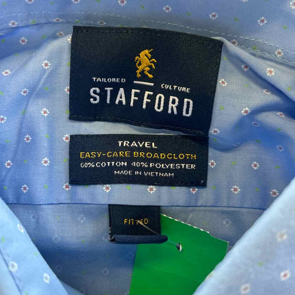Stafford Size 15 32/33 Blue Preloved MENS Button Down Shirt