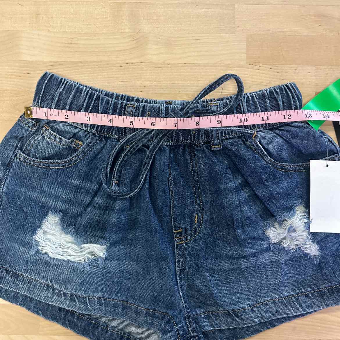 Indigo Rein Juniors' Distressed Drawstring Denim Shorts - Dark Wash - 1