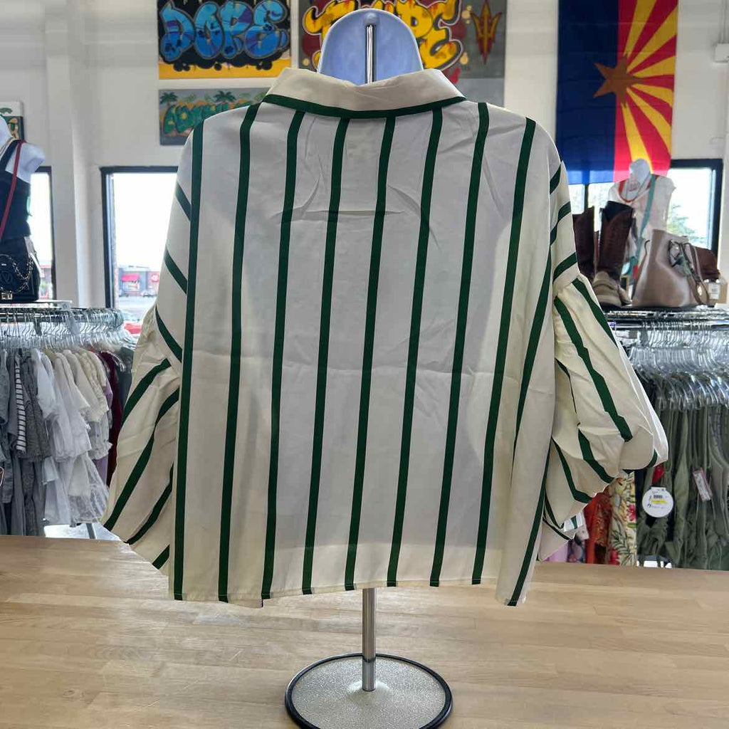 Milk&Honey Size XL Tan & green Preloved Button Down LS