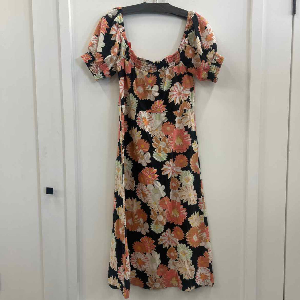 Roxy Size XS Summertime Feeling Puff-Sleeve Dress - Anthracite Boogie Chillen