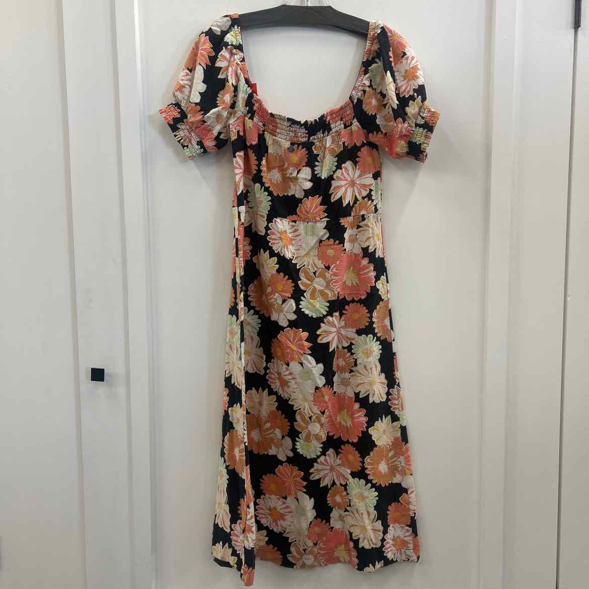 Roxy Size XS Summertime Feeling Puff-Sleeve Dress - Anthracite Boogie Chillen