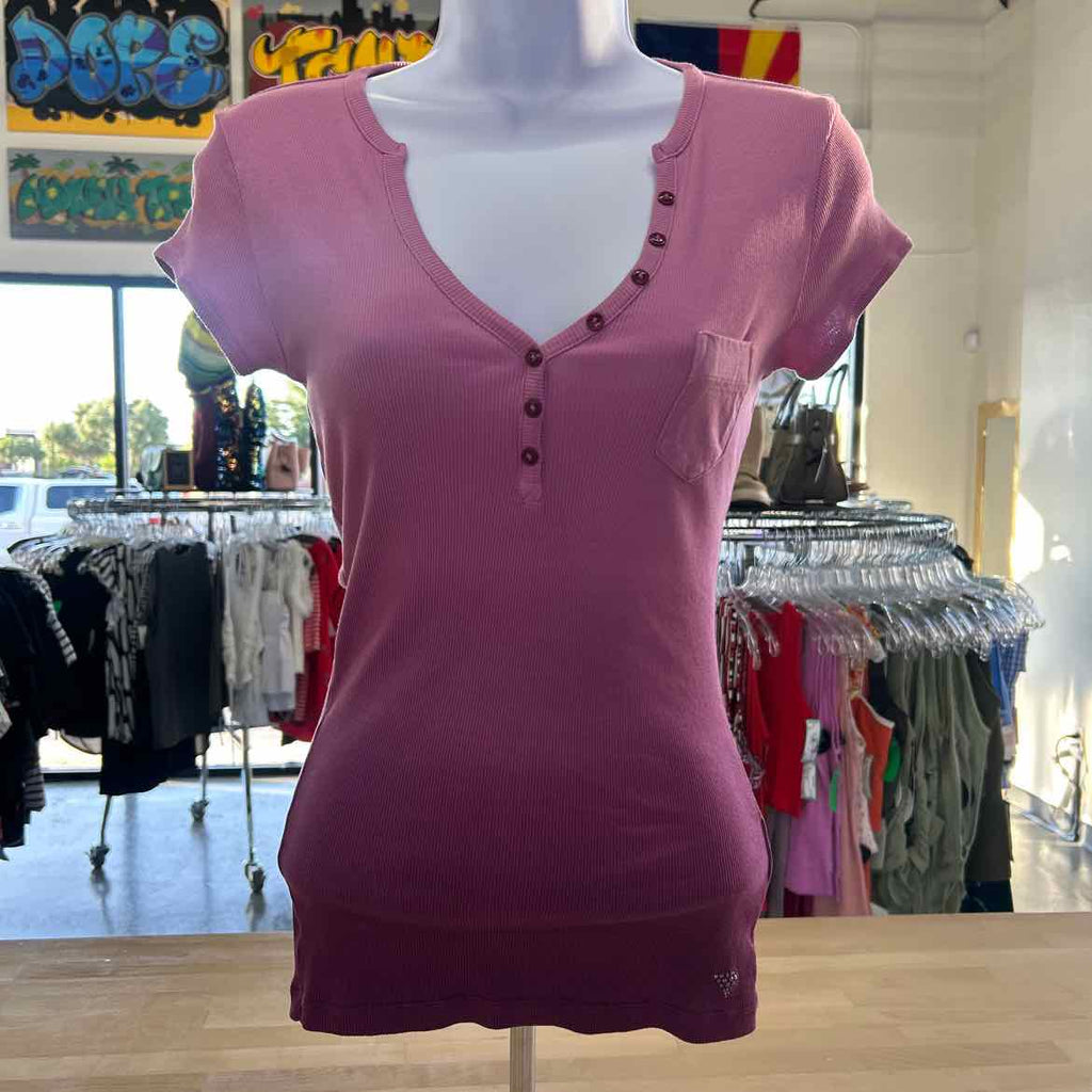 Guess Size XS Pink Purple Cotton Preloved T-Shirt SS
