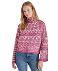 Steve Madden Women's Indie Fair Isle Mock-Neck Sweater - Fuschia