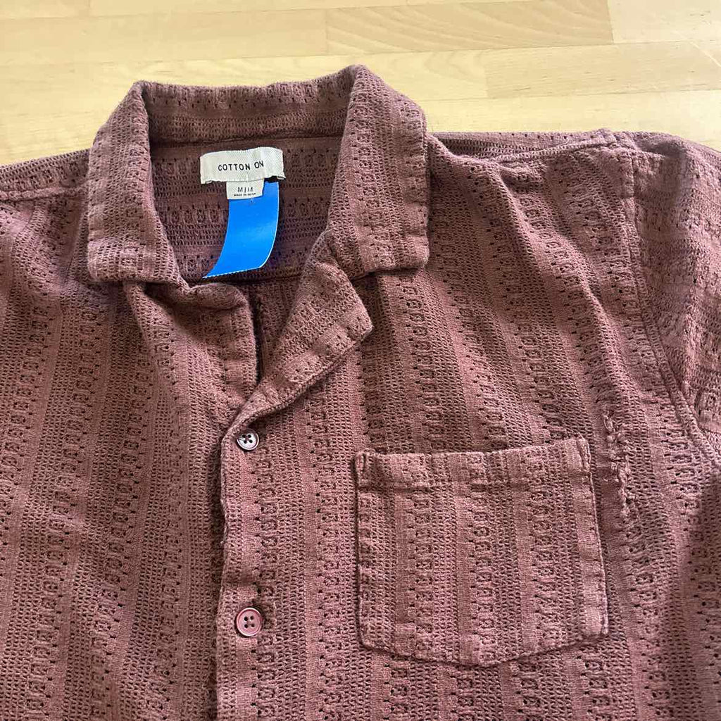 Cotton On Size M Brown Preloved MENS Button Down Shirt
