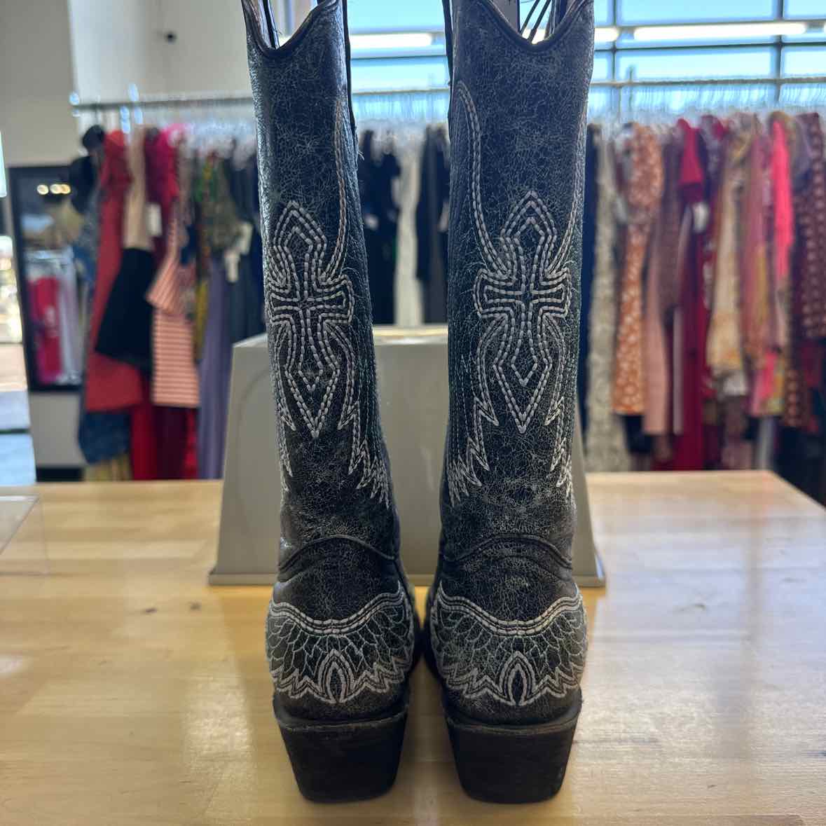 Circle G Shoe Size 6.5 black green Cowboy Boots