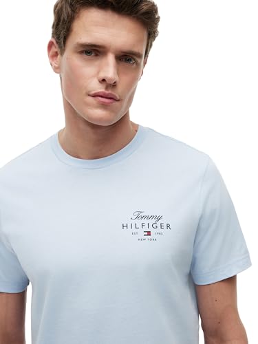 Tommy Hilfiger Size S Script Stack Regular Fit Tee,Breezy Blue
