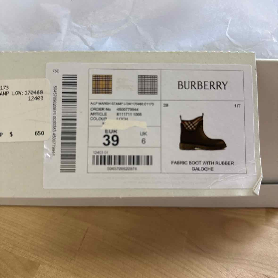 Burberry Size 39 Olive Green Rubber Marsh Stamp Ankle Boots NWT