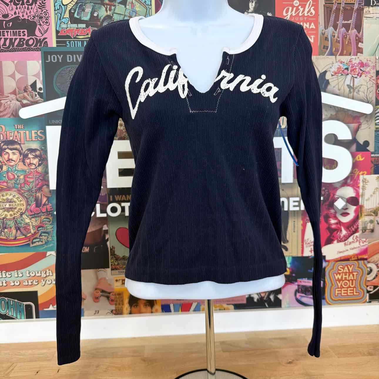 Planet Heart Size M Seamless Graphic Long Sleeve - Navy