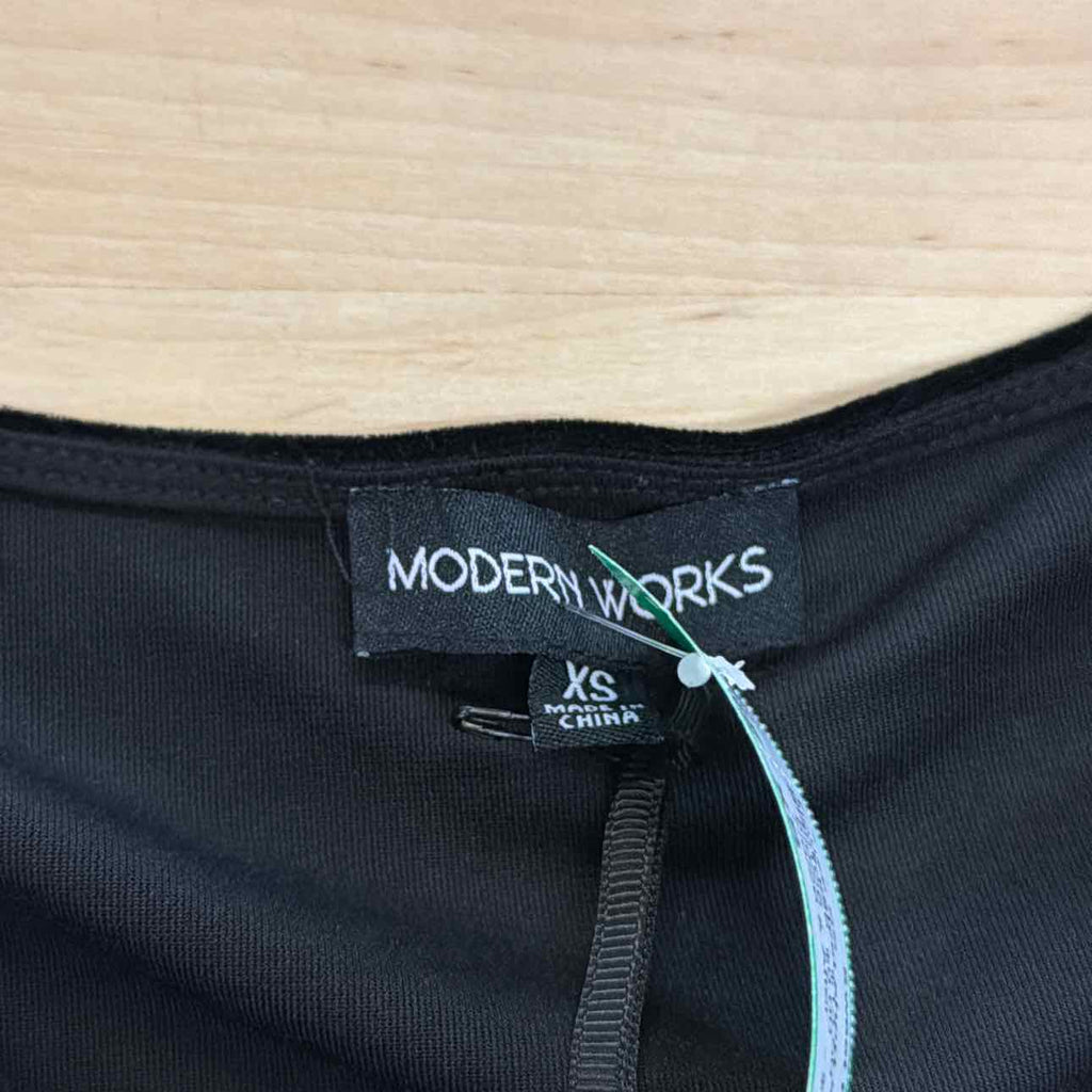 Modern Works Size XS Black Velvet New Blouse SS