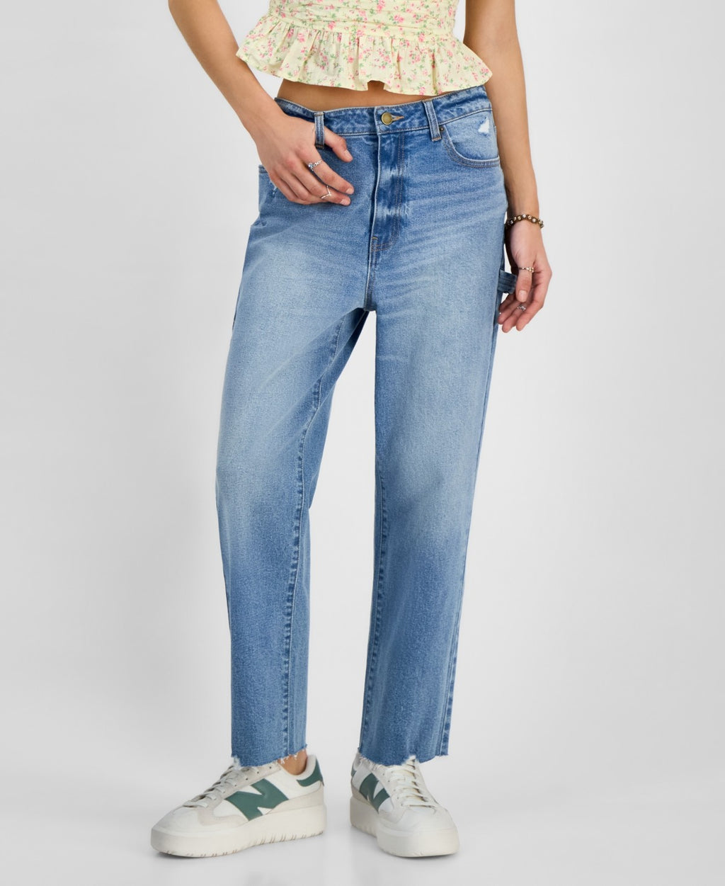 Tinseltown Juniors' Mid-Rise Carpenter Slim Straight Jeans - Vintage Wash - 1