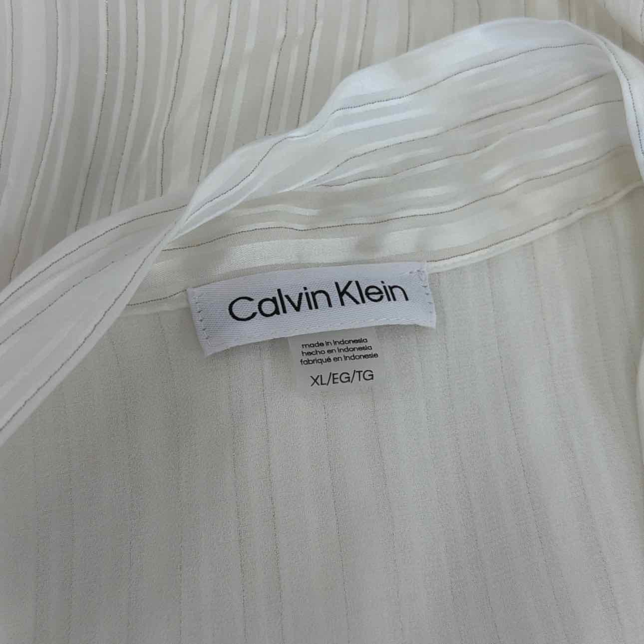 Calvin Klein Women's Tie-Neck Sleeveless Blouse - Cream