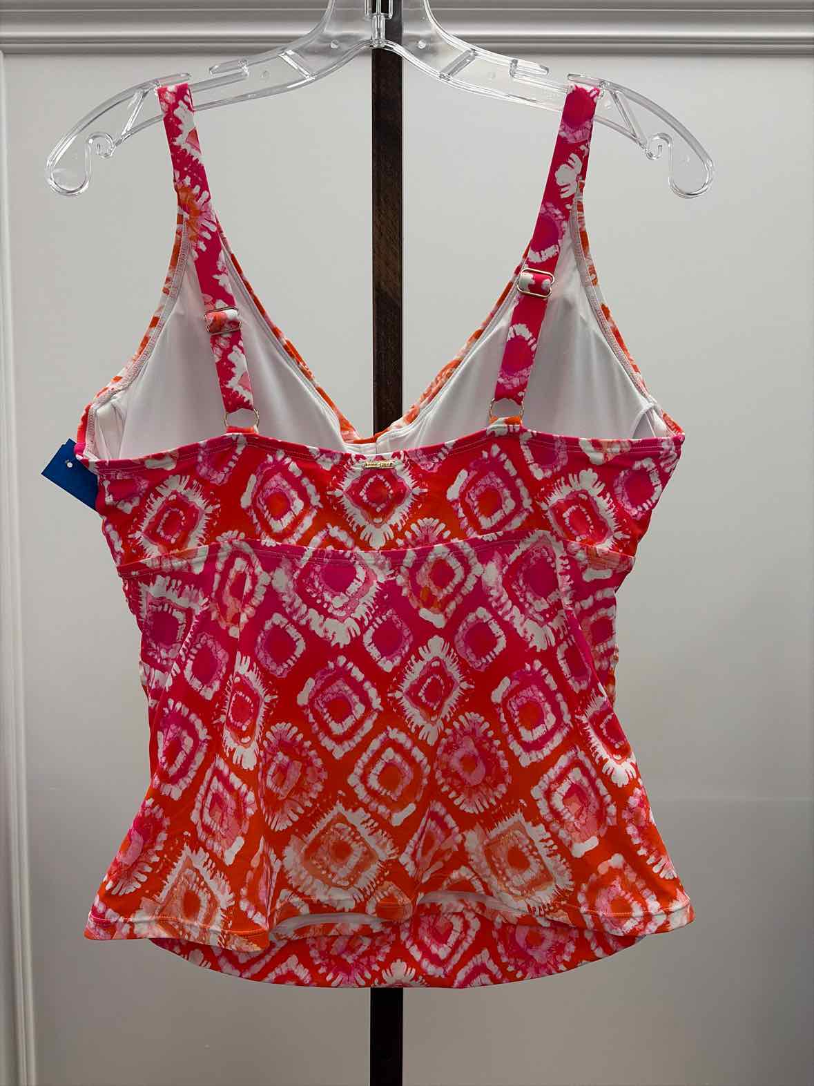 Anne Cole Size 34DD/36D Tie Dye Foulard Underwire Drape-Front Tankini Top - Mult
