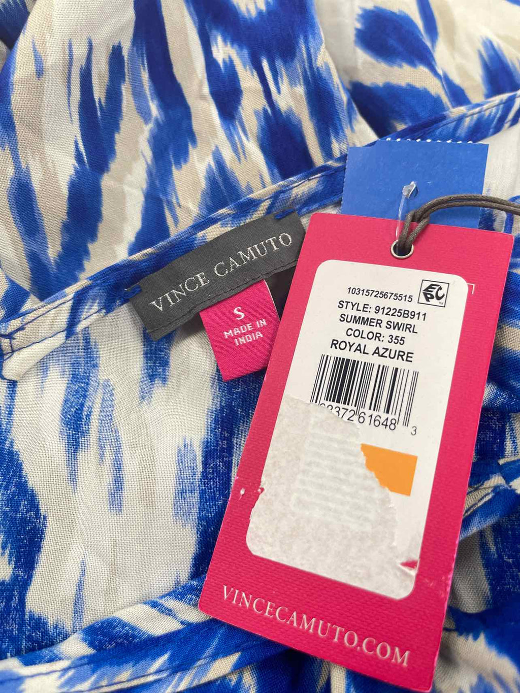 Vince Camuto Women Size S V-Neck Tie-Strap Cascade-Leg Jumpsuit - Royal Azure