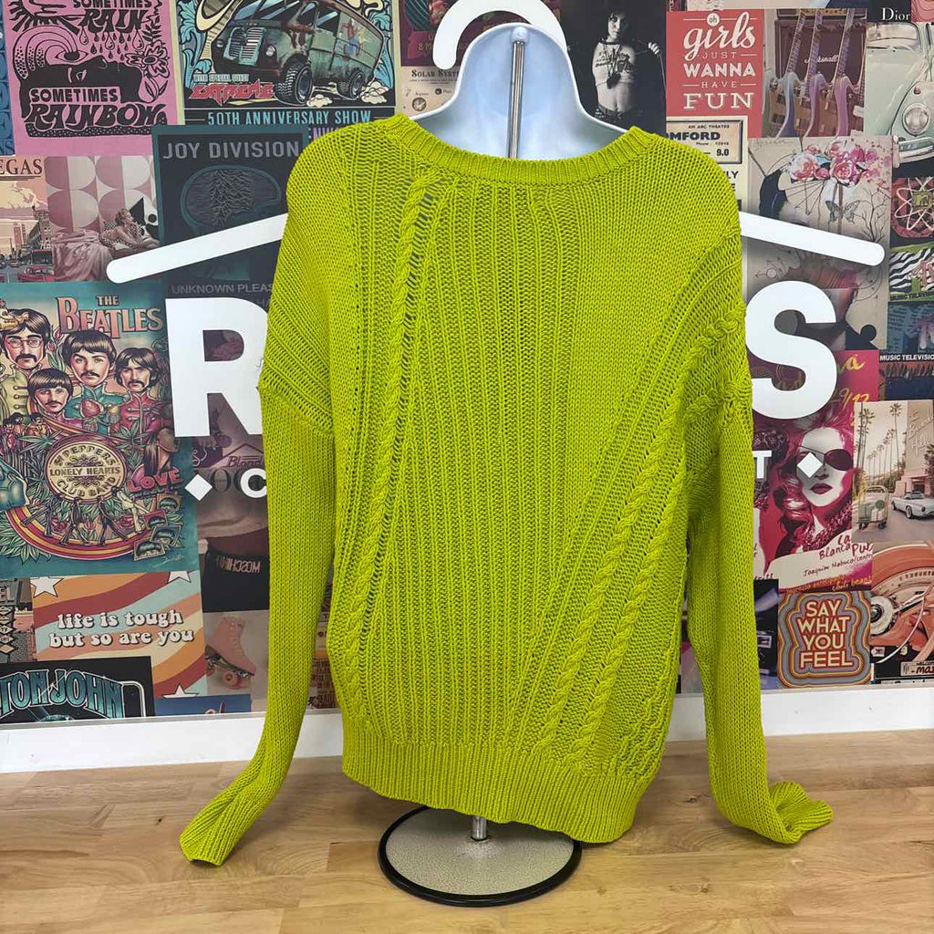 Lauren Ralph Lauren Women's Pointelle-Knit Cotton Crewneck Sweater - Lime Chartr