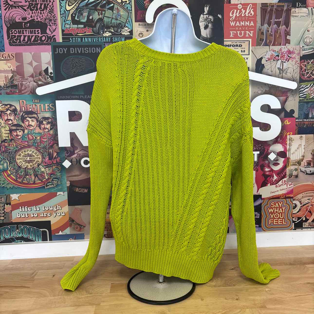 Lauren Ralph Lauren Women's Pointelle-Knit Cotton Crewneck Sweater - Lime Chartr