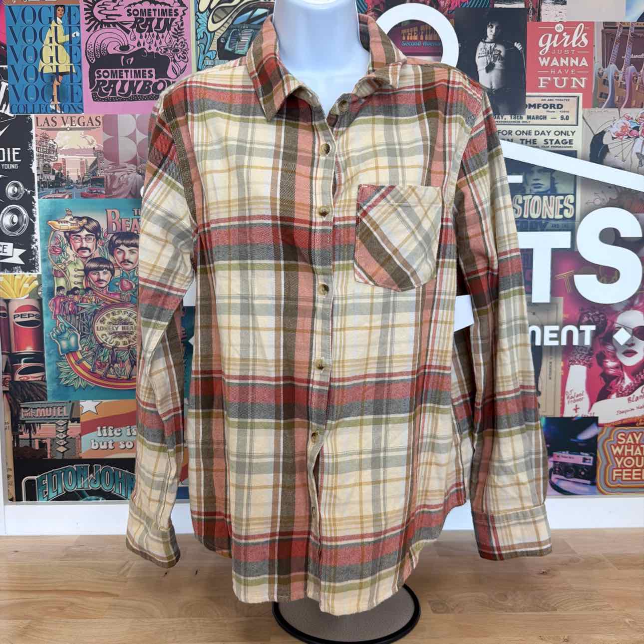 O'Neil Size XS Logan Plaid Cotton Flannel Button-Front Shirt