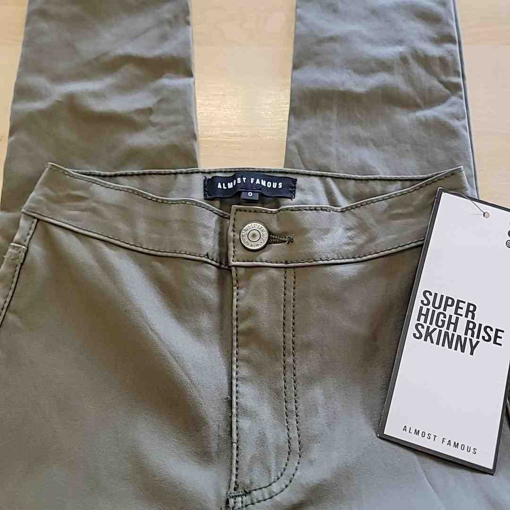 Almost Famous Size 0 Super High Rise Skinny Faux Leather Green Pants NWT