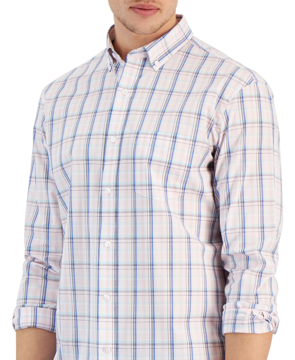 Club Room Men's Quincy Plaid Button-Down Poplin Shirt