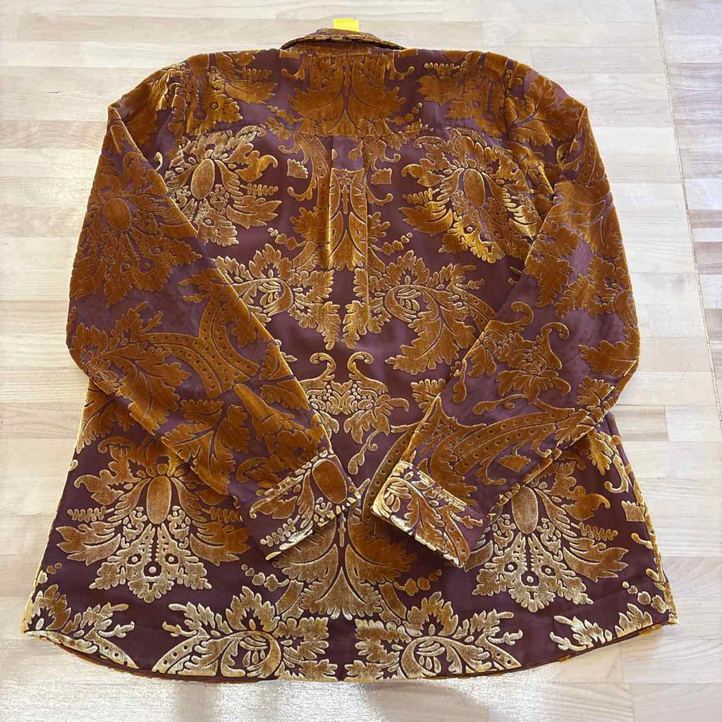 Soft Surroundings Size M Brown & yellow Button Down Shirt