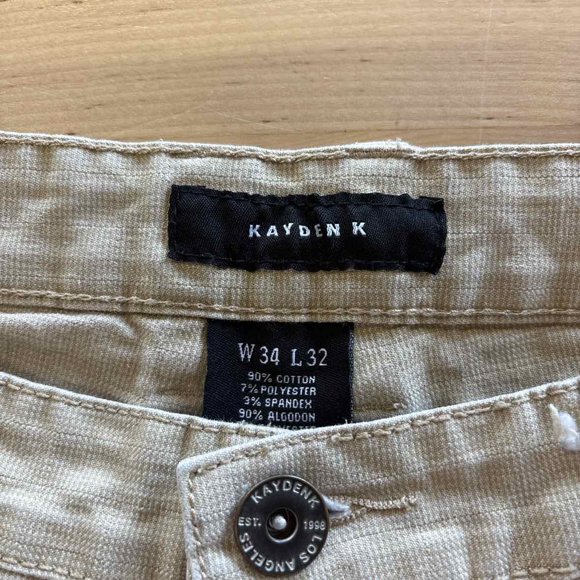 Kayden K Male Men's Size 34 Beige MENS Pants