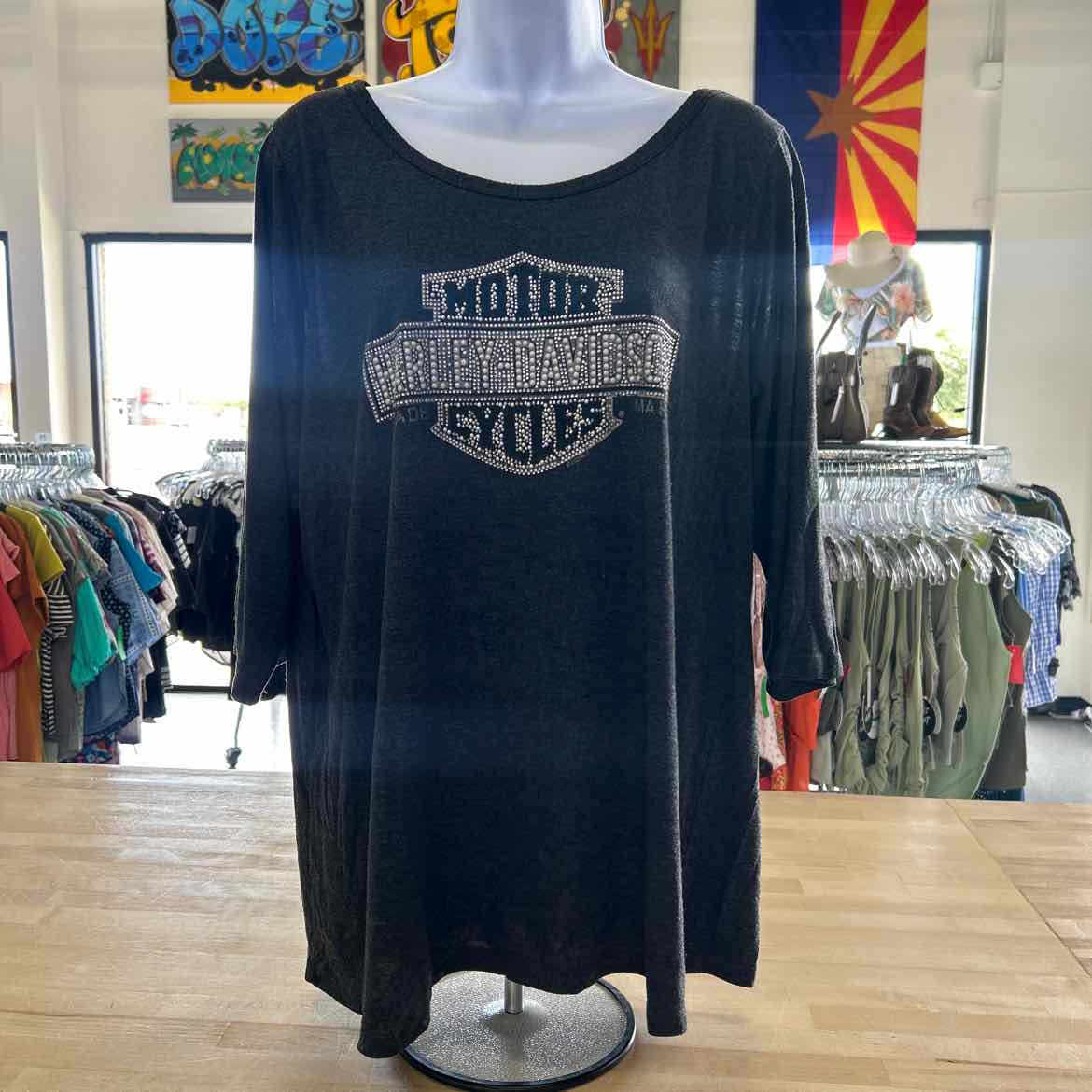 Harley Davidson Size 3X Grey Preloved T-Shirt SS