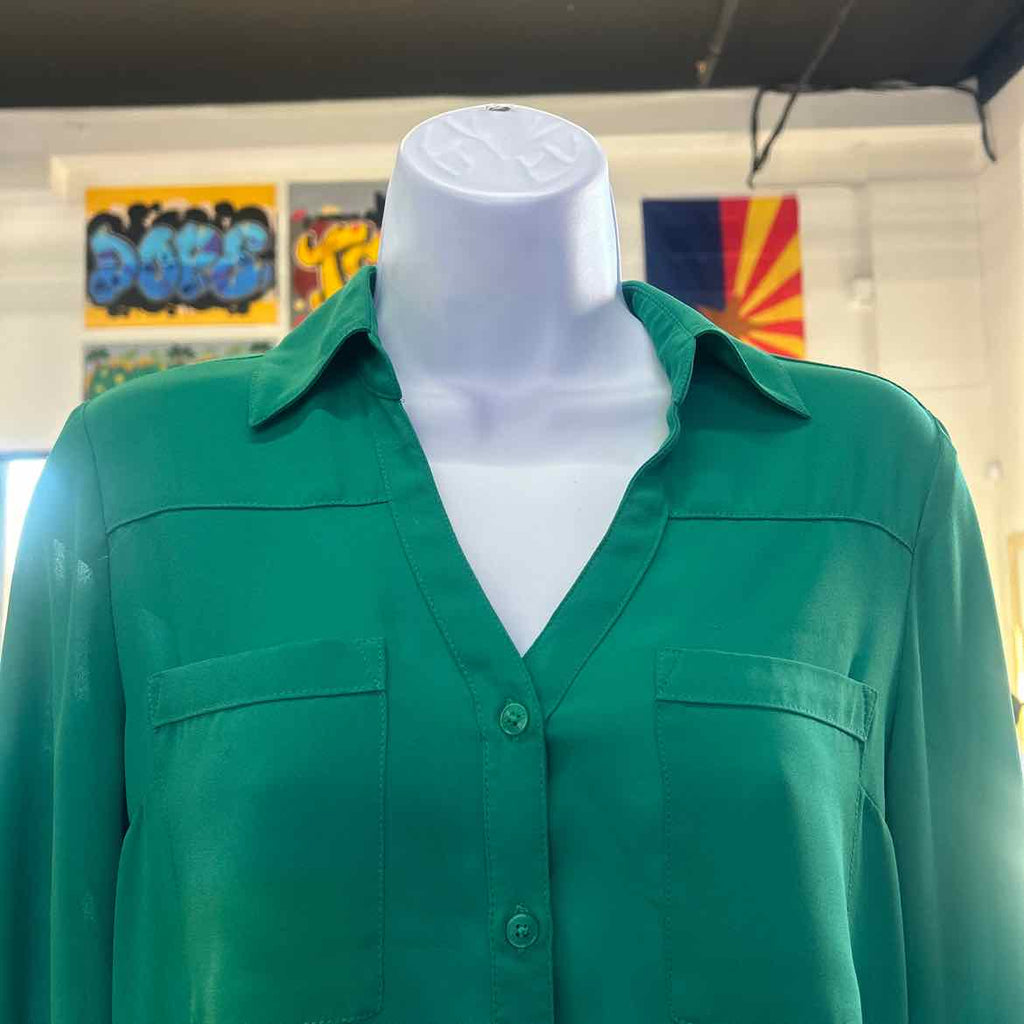 Express Size XS Green Preloved Button Down LS