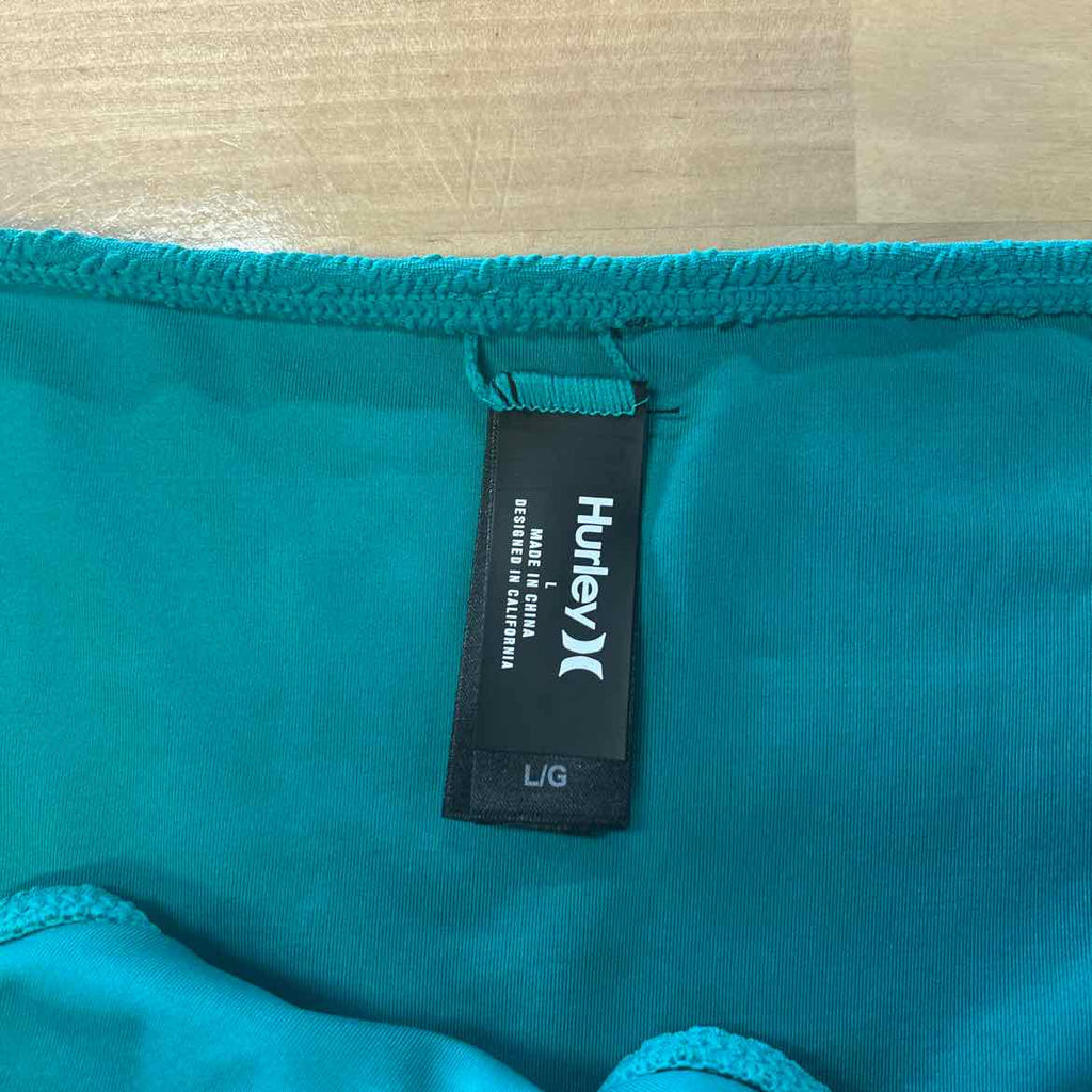 Hurley Size L Green Ribbed New Swimsuit Bottom