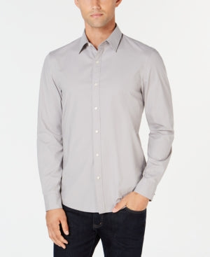 Michael Kors Size XL Gray MENS Long Sleeve Trim Stretch Shirt
