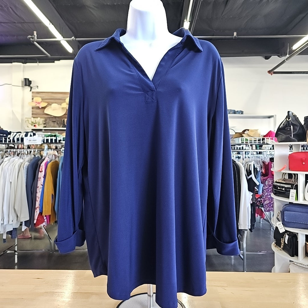 Jones New York Size L Blue Preloved Blouse LS