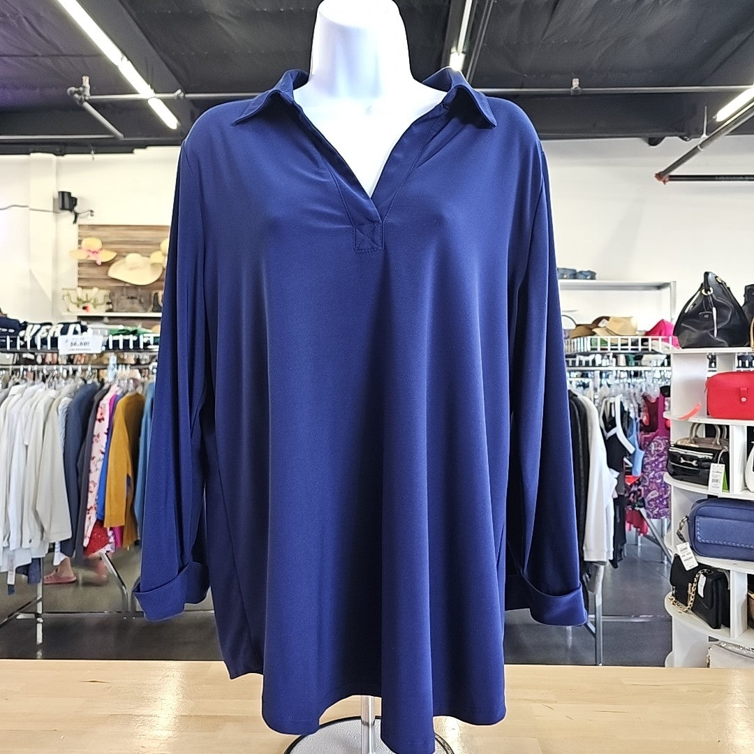 Jones New York Size L Blue Preloved Blouse LS