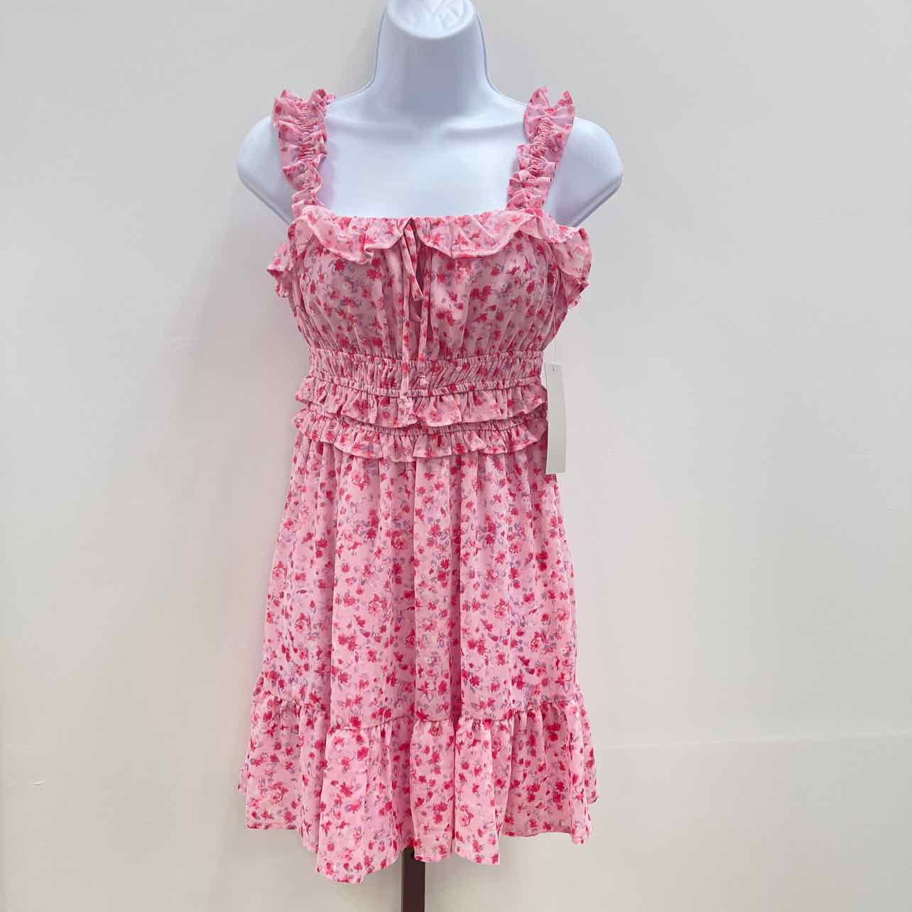 kingston grey Size S Square-Neck Ruffle-Strap Mini Dress - Tender Touch Ditsy