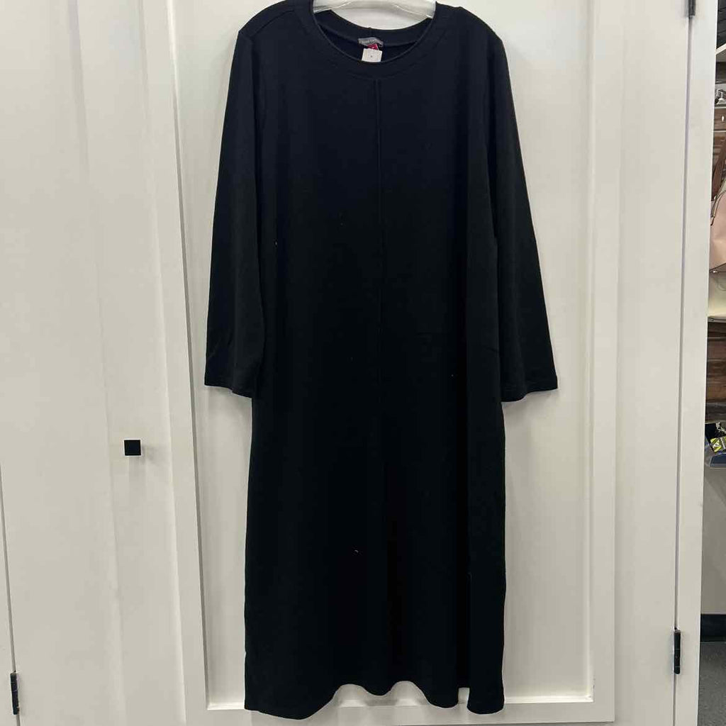 Vince Camuto Size 2X Black Long Sleeve Midi Dress