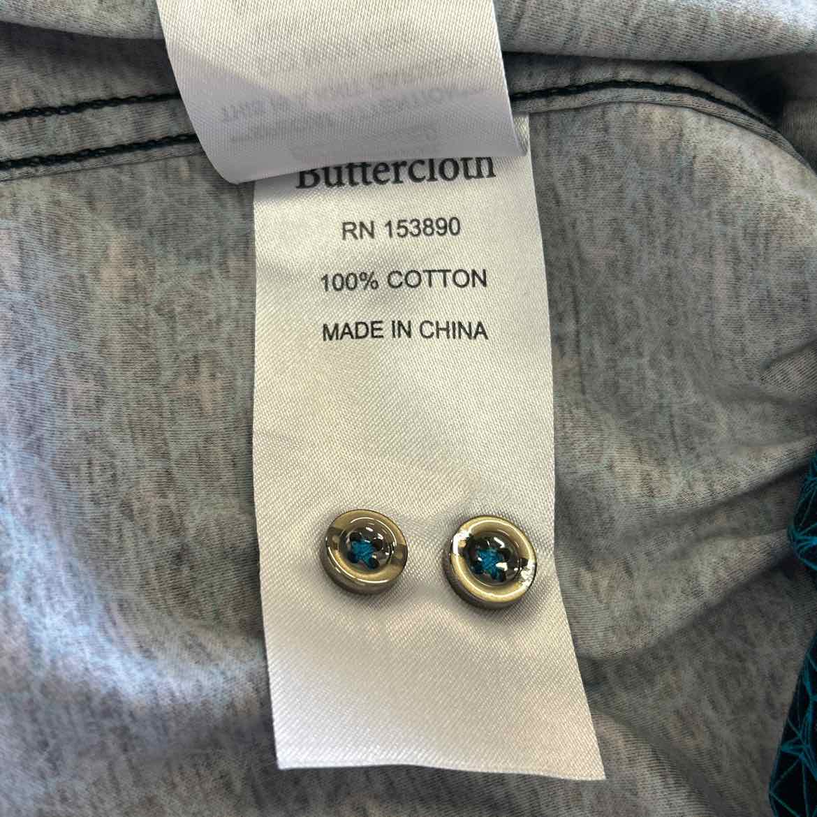 Butter Cloth Size M Black Blue Preloved Button Down LS