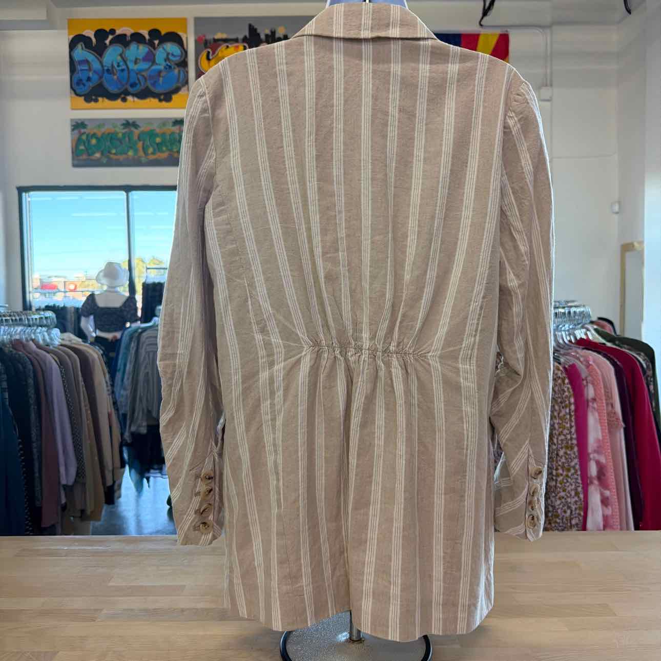 Free People Size XS White/Beige Linen Cotton New Blazer