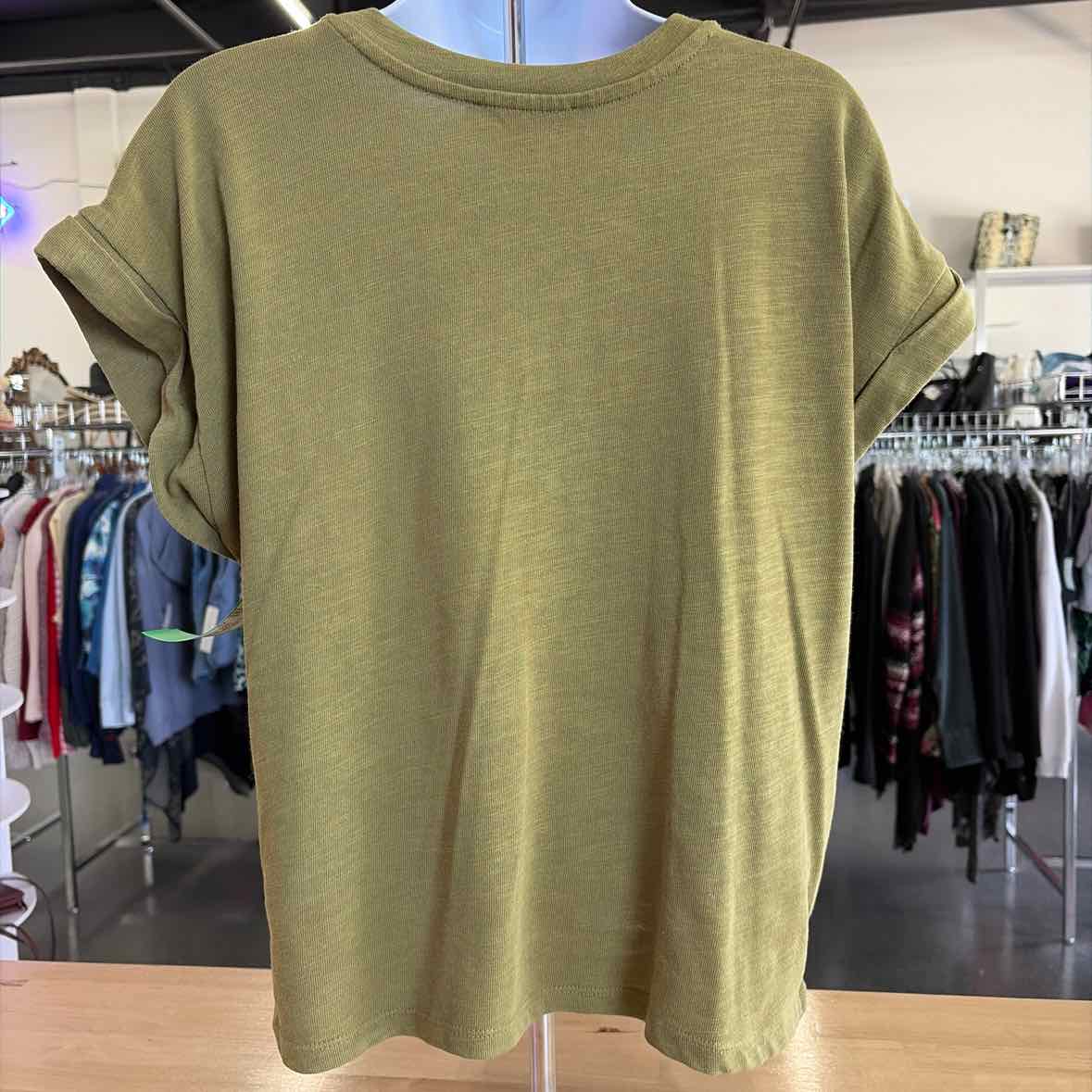 Loft Size XS Green Cotton Polyester Preloved T-Shirt SS
