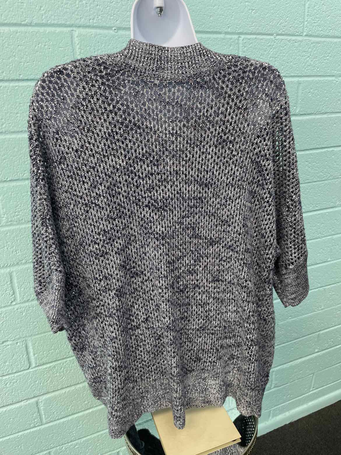 Chico's Size 1 Blue Silver Knit Sweater
