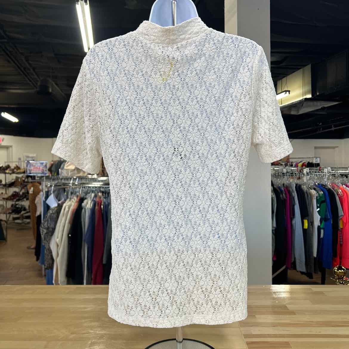 Sanctuary Size L White Lace Preloved T-Shirt SS